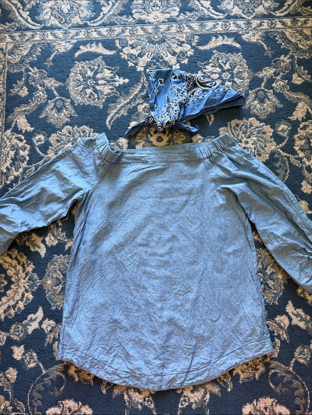 Free People Light Blue Off-Shoulder Blouse